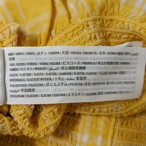 Hollister Sleeveless Smocked Crop Top, Color Yellow/White, Size M - Picture 9 of 10